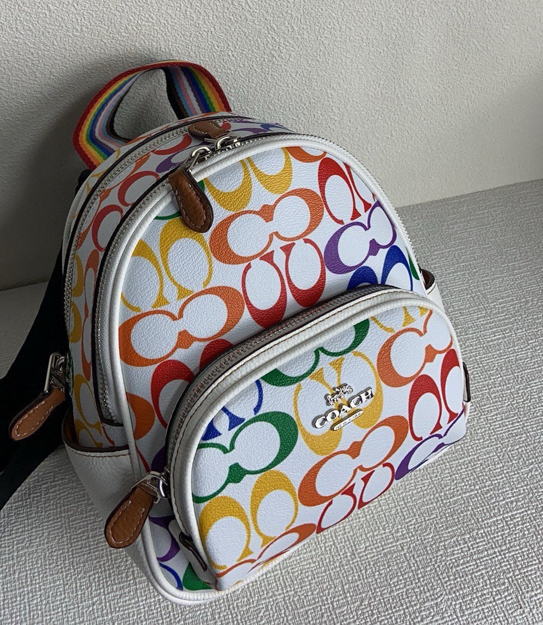 NWT COACH CK377 MINI COURT BACKPACK RAINBOW SIGNATURE PRIDE