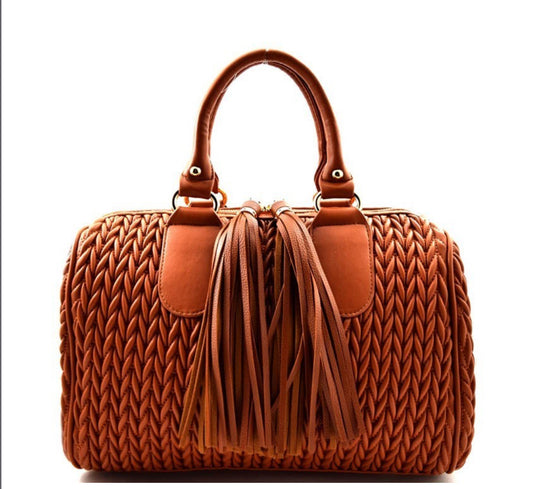 Braided Satchel with Tassel