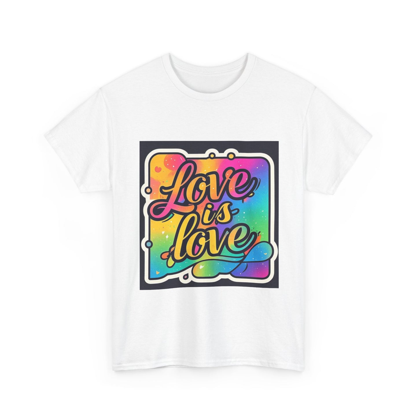 Rainbow Love is Love Unisex Heavy Cotton Tee, LGBTQ Pride Shirt, Inclusive Gift, Colorful Casual Wear, Affirmation Tee