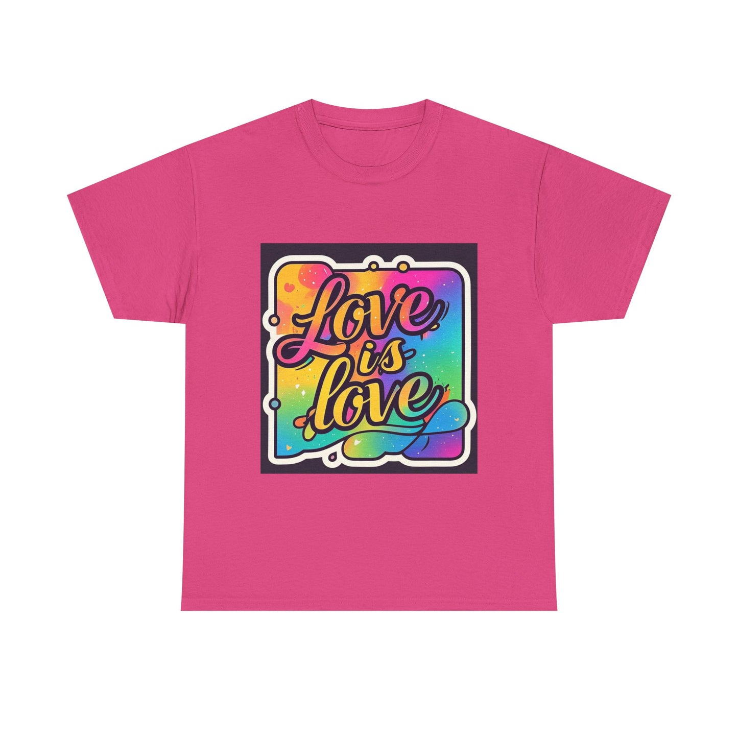 Rainbow Love is Love Unisex Heavy Cotton Tee, LGBTQ Pride Shirt, Inclusive Gift, Colorful Casual Wear, Affirmation Tee