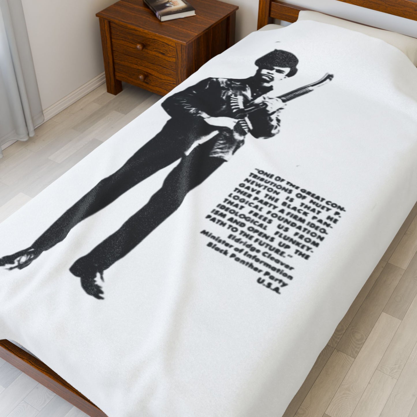 Velveteen Plush Blanket, Black Panther Party Leader Gift, Activist Home Decor, Huey P Newton Tribute, Cozy Throw Blanket
