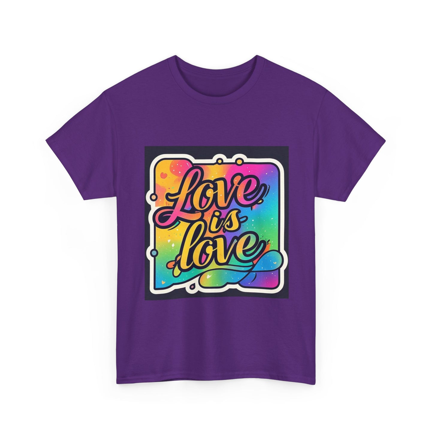 Rainbow Love is Love Unisex Heavy Cotton Tee, LGBTQ Pride Shirt, Inclusive Gift, Colorful Casual Wear, Affirmation Tee