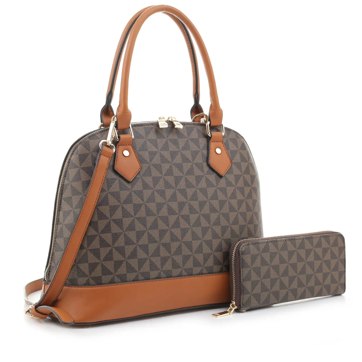 Geometric Monogram Designer Dome Satchel Set