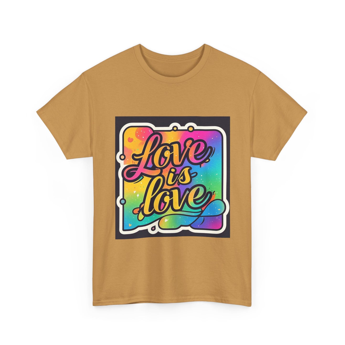 Rainbow Love is Love Unisex Heavy Cotton Tee, LGBTQ Pride Shirt, Inclusive Gift, Colorful Casual Wear, Affirmation Tee