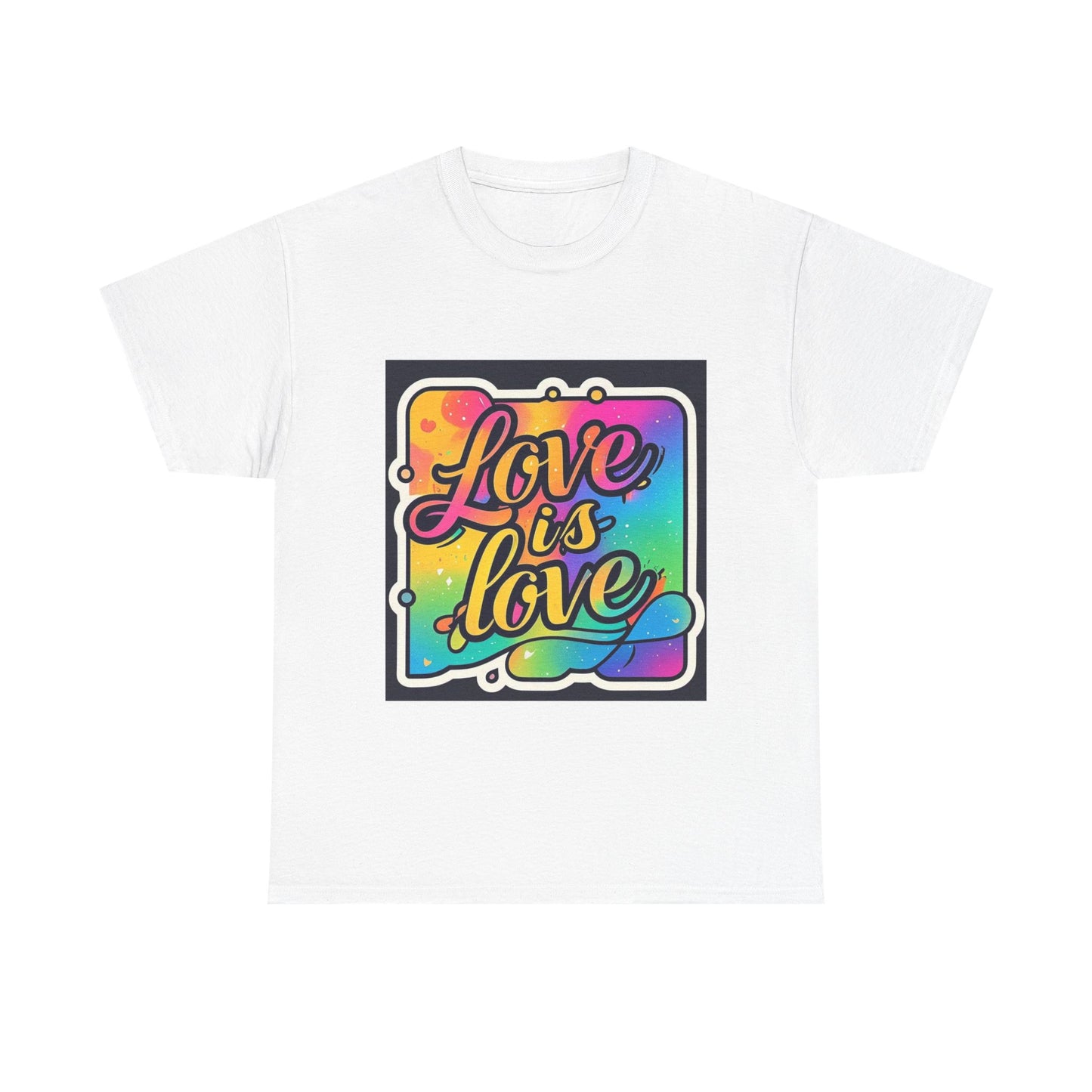 Rainbow Love is Love Unisex Heavy Cotton Tee, LGBTQ Pride Shirt, Inclusive Gift, Colorful Casual Wear, Affirmation Tee