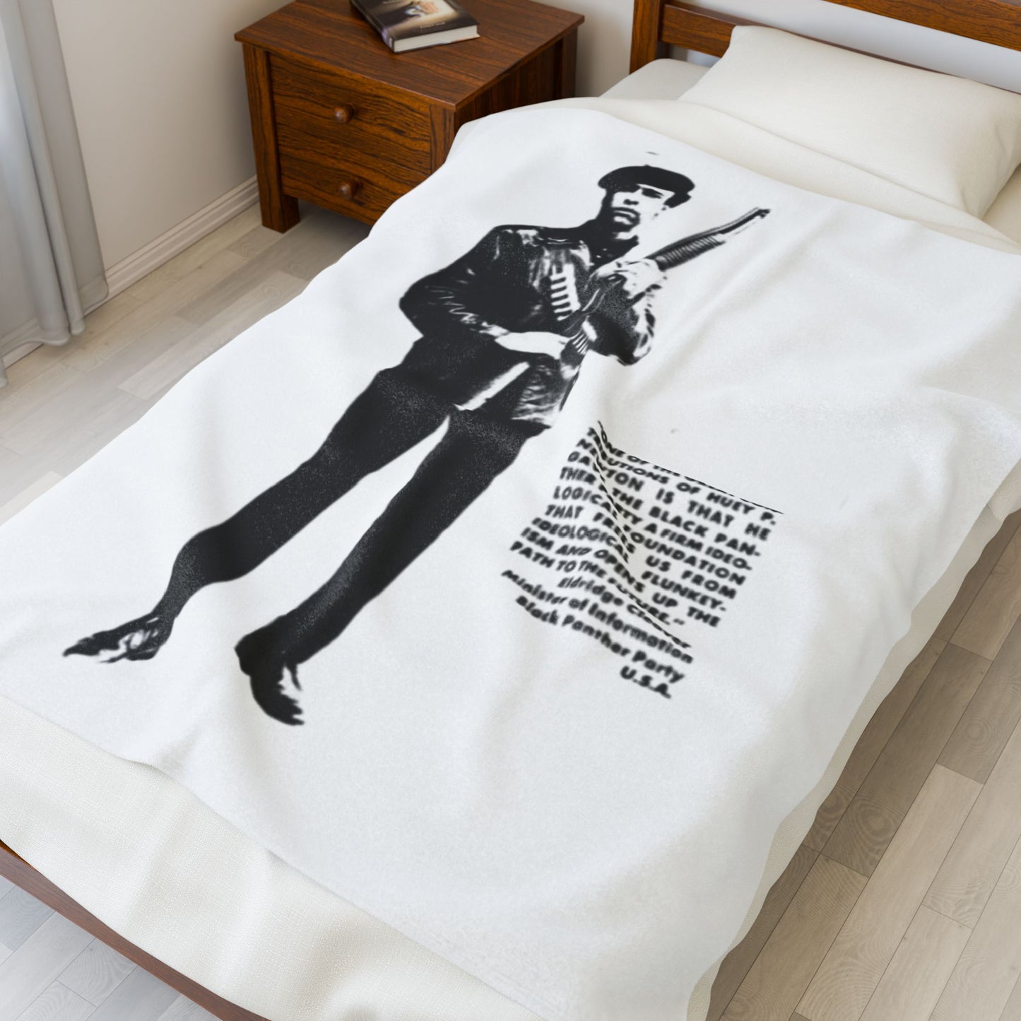 Velveteen Plush Blanket, Black Panther Party Leader Gift, Activist Home Decor, Huey P Newton Tribute, Cozy Throw Blanket