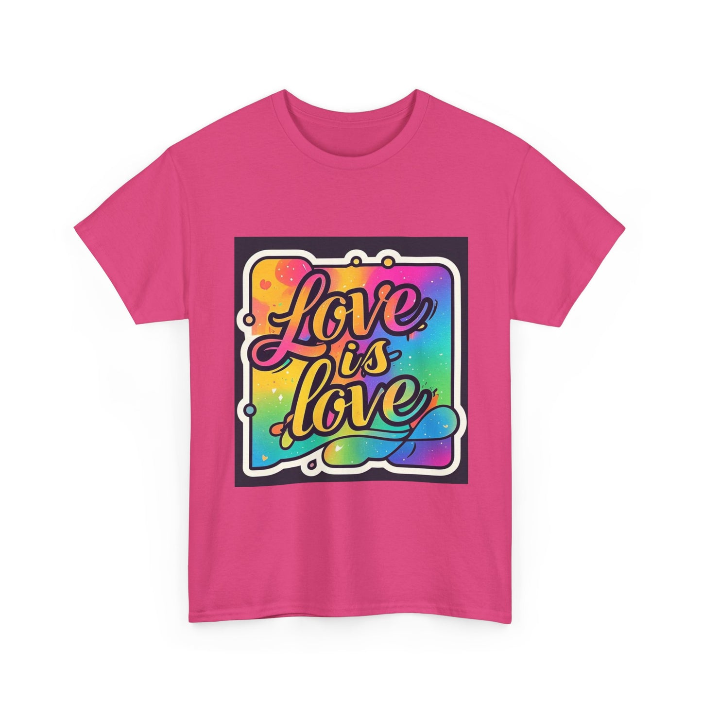 Rainbow Love is Love Unisex Heavy Cotton Tee, LGBTQ Pride Shirt, Inclusive Gift, Colorful Casual Wear, Affirmation Tee