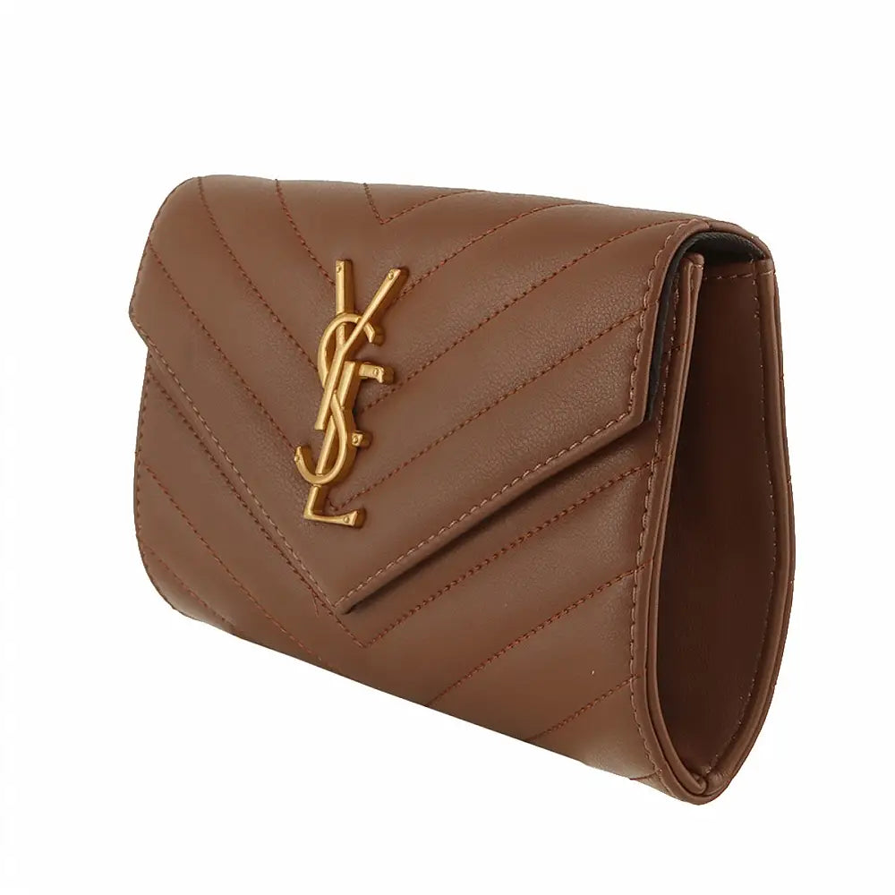 Metal Letter Engraved Chevron Quilted Handbag