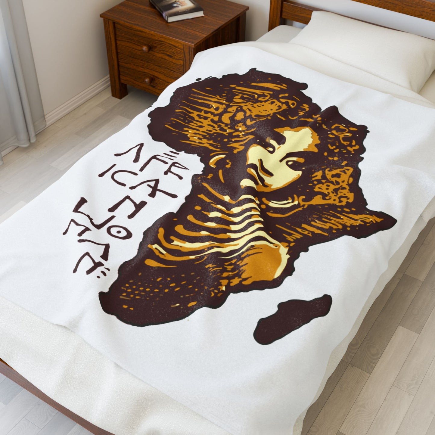 Velveteen Plush Blanket, African Woman Throw Blanket, Cozy Fleece Bedding, Ethnic Home Decor, Unique Gift for Her, Black Art Tapestry