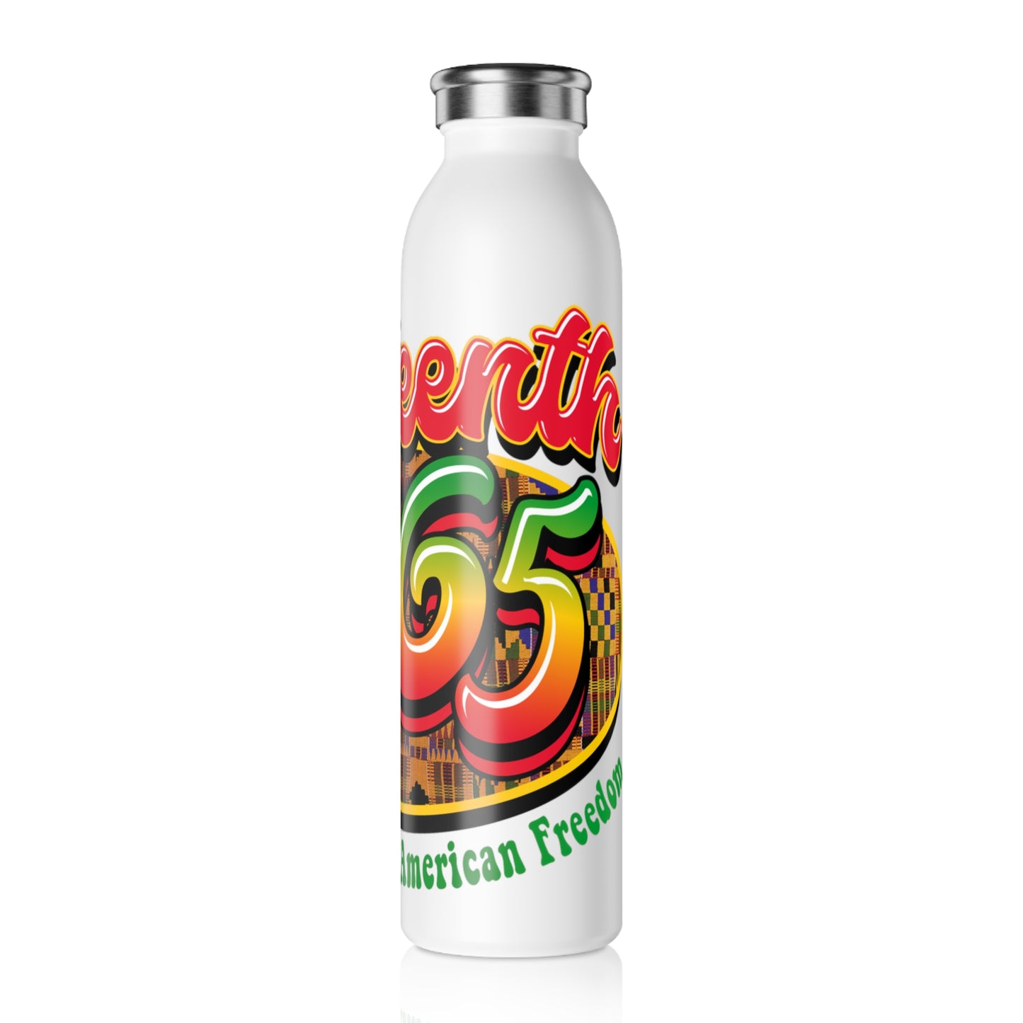 Juneteenth Water Bottle, African American History Gift, Black Pride Slim Bottle,