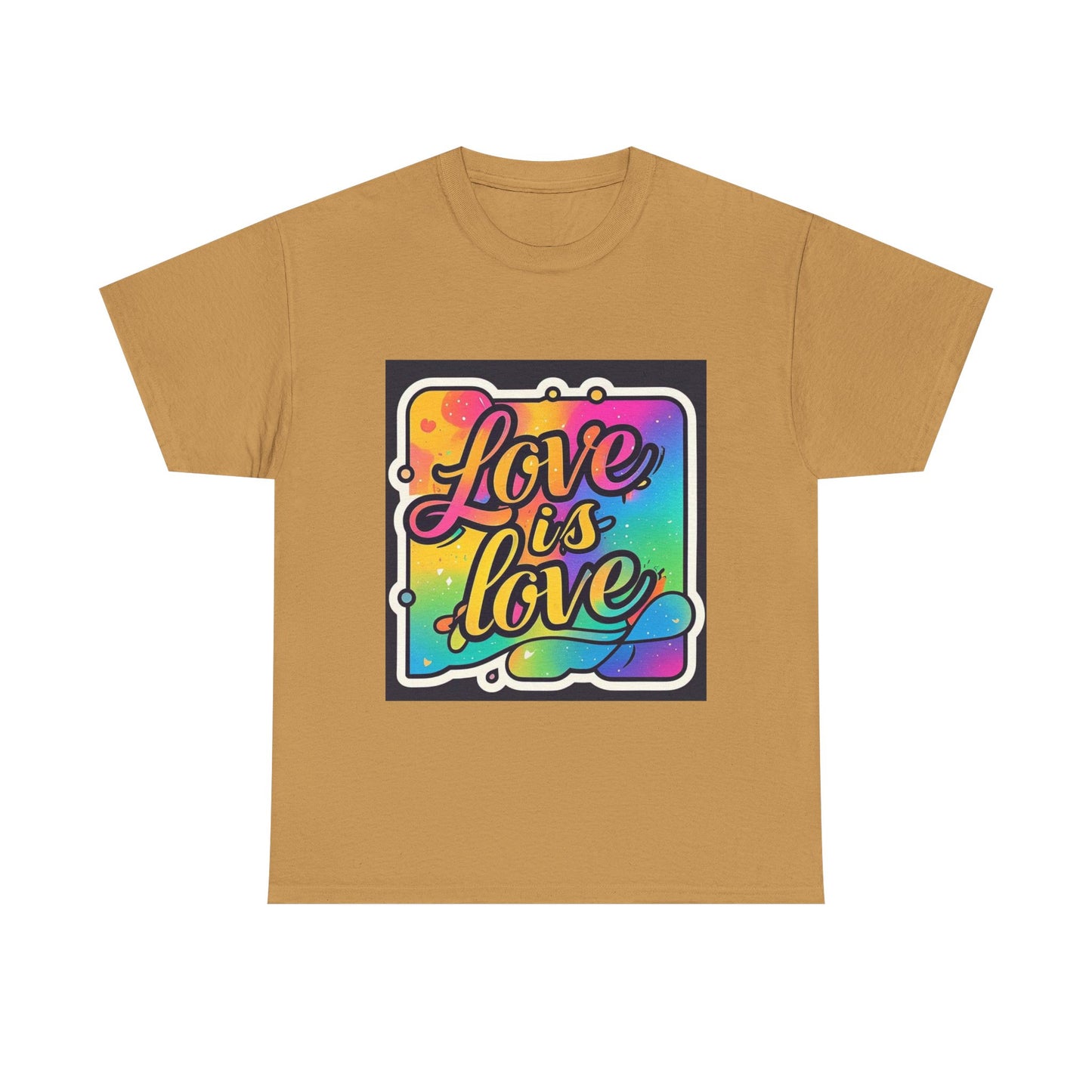 Rainbow Love is Love Unisex Heavy Cotton Tee, LGBTQ Pride Shirt, Inclusive Gift, Colorful Casual Wear, Affirmation Tee
