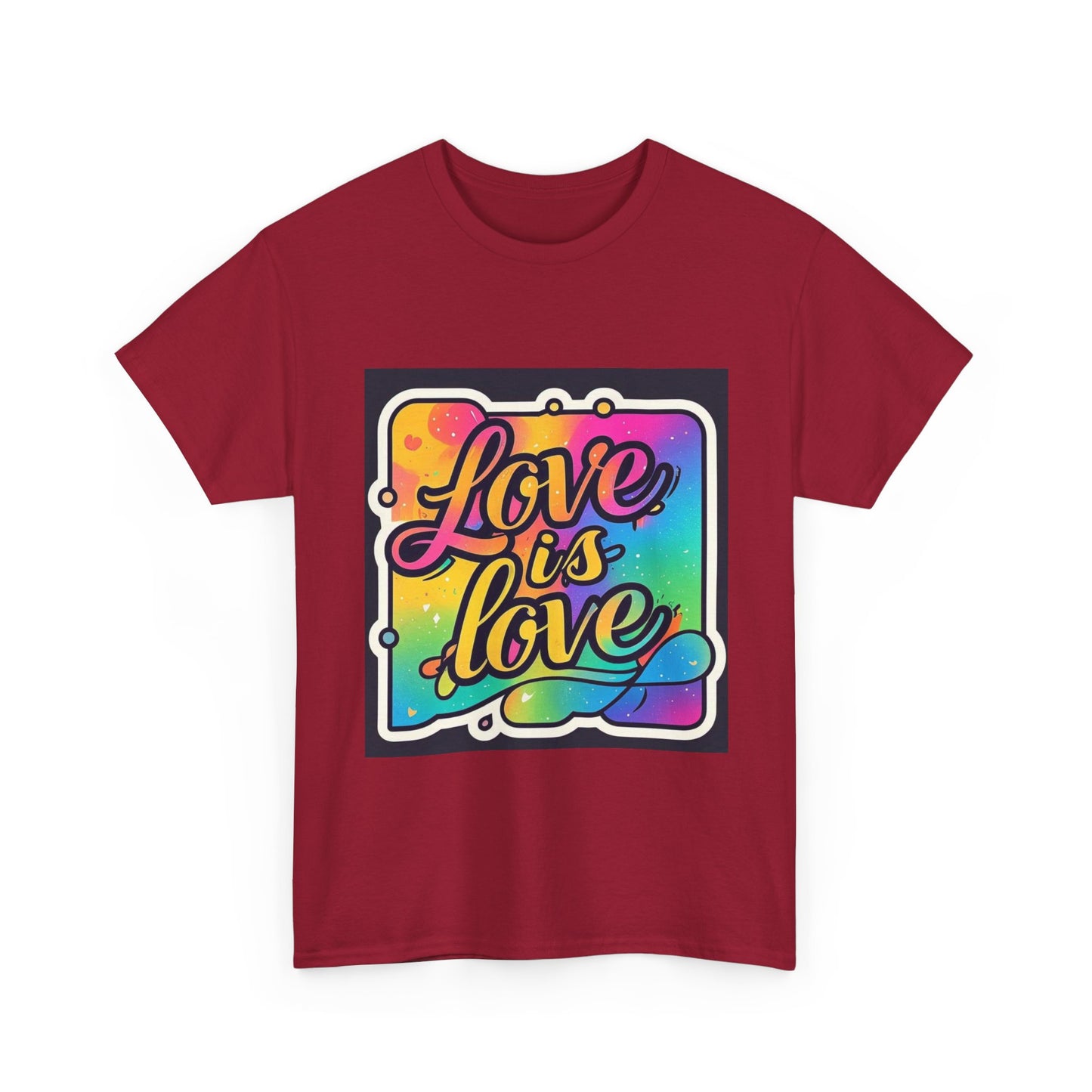 Rainbow Love is Love Unisex Heavy Cotton Tee, LGBTQ Pride Shirt, Inclusive Gift, Colorful Casual Wear, Affirmation Tee