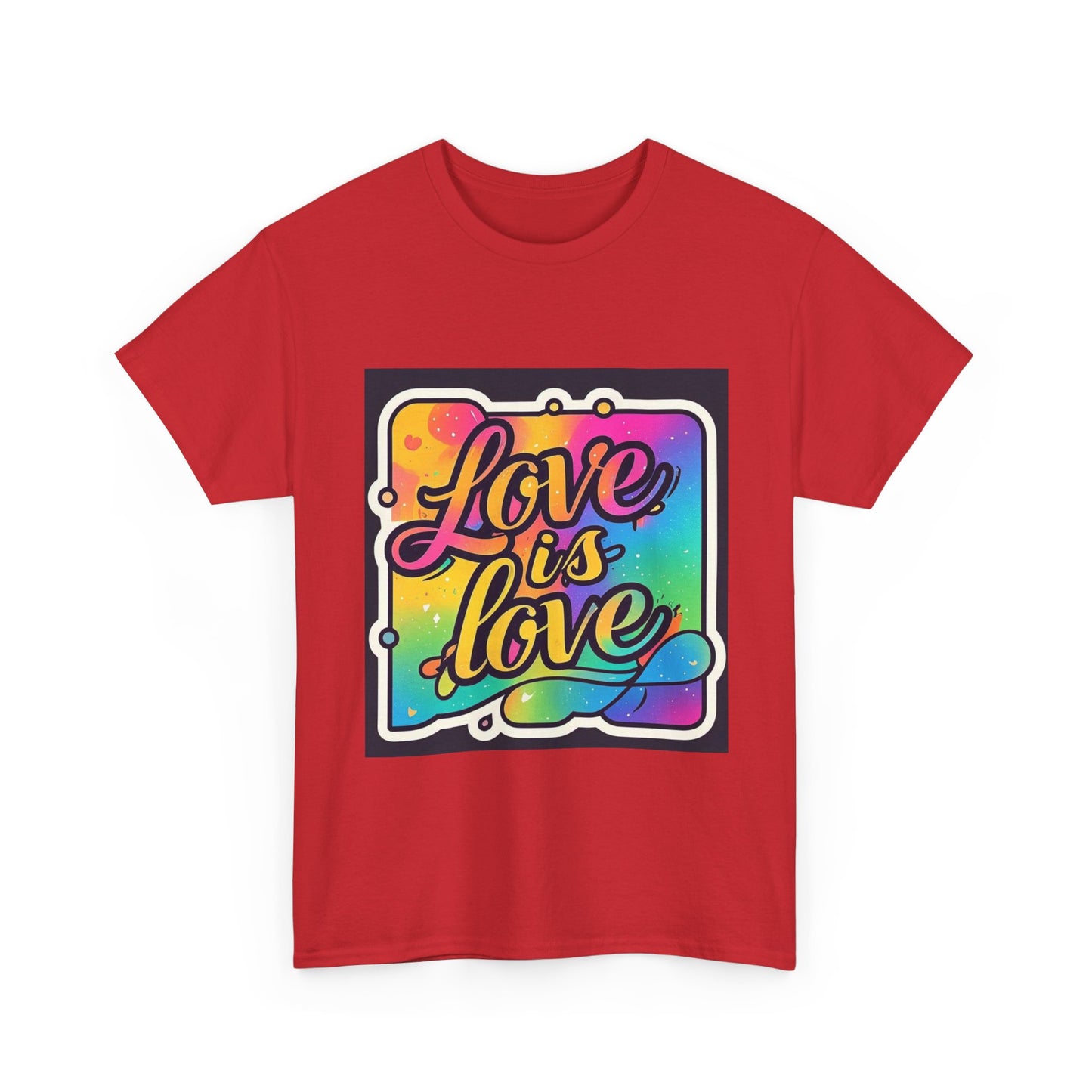 Rainbow Love is Love Unisex Heavy Cotton Tee, LGBTQ Pride Shirt, Inclusive Gift, Colorful Casual Wear, Affirmation Tee