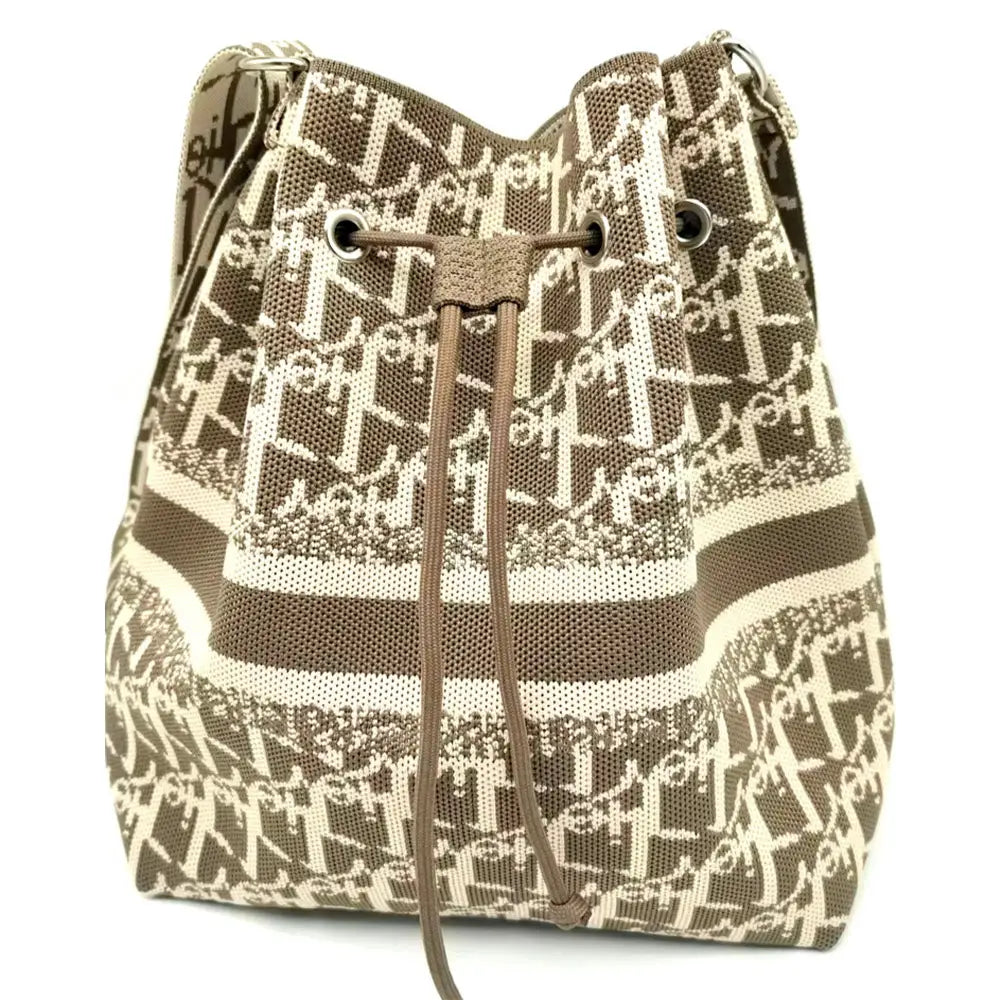 Multi Pattern Knit Bucket Bag