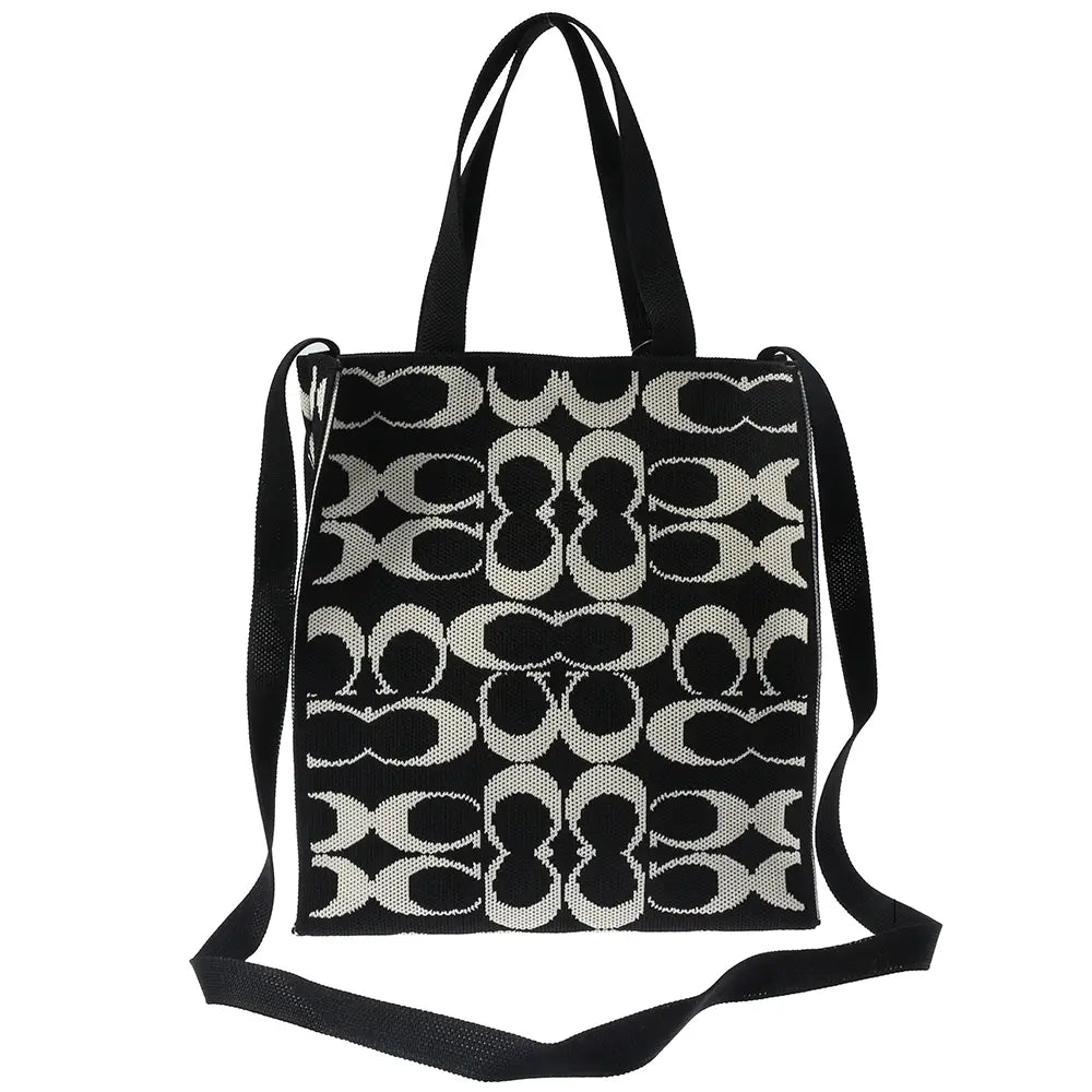 Double Oval Pattern Design Handle Crossbody Bag
