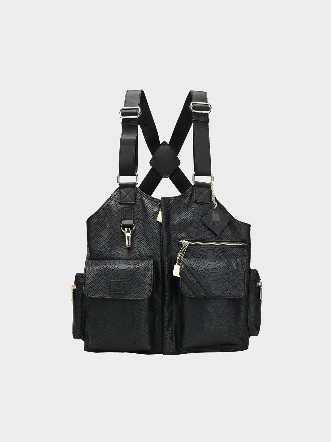 Tactical Leather Vest in Black