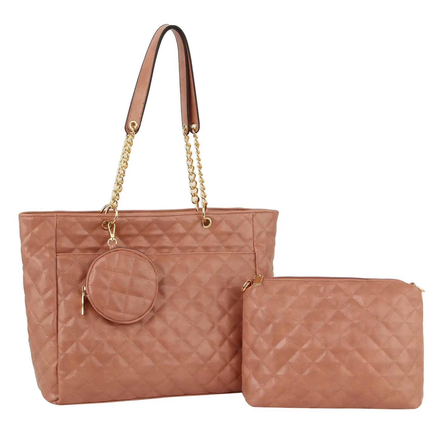 Fashion Quilted Three Pieces Set Large Tote
