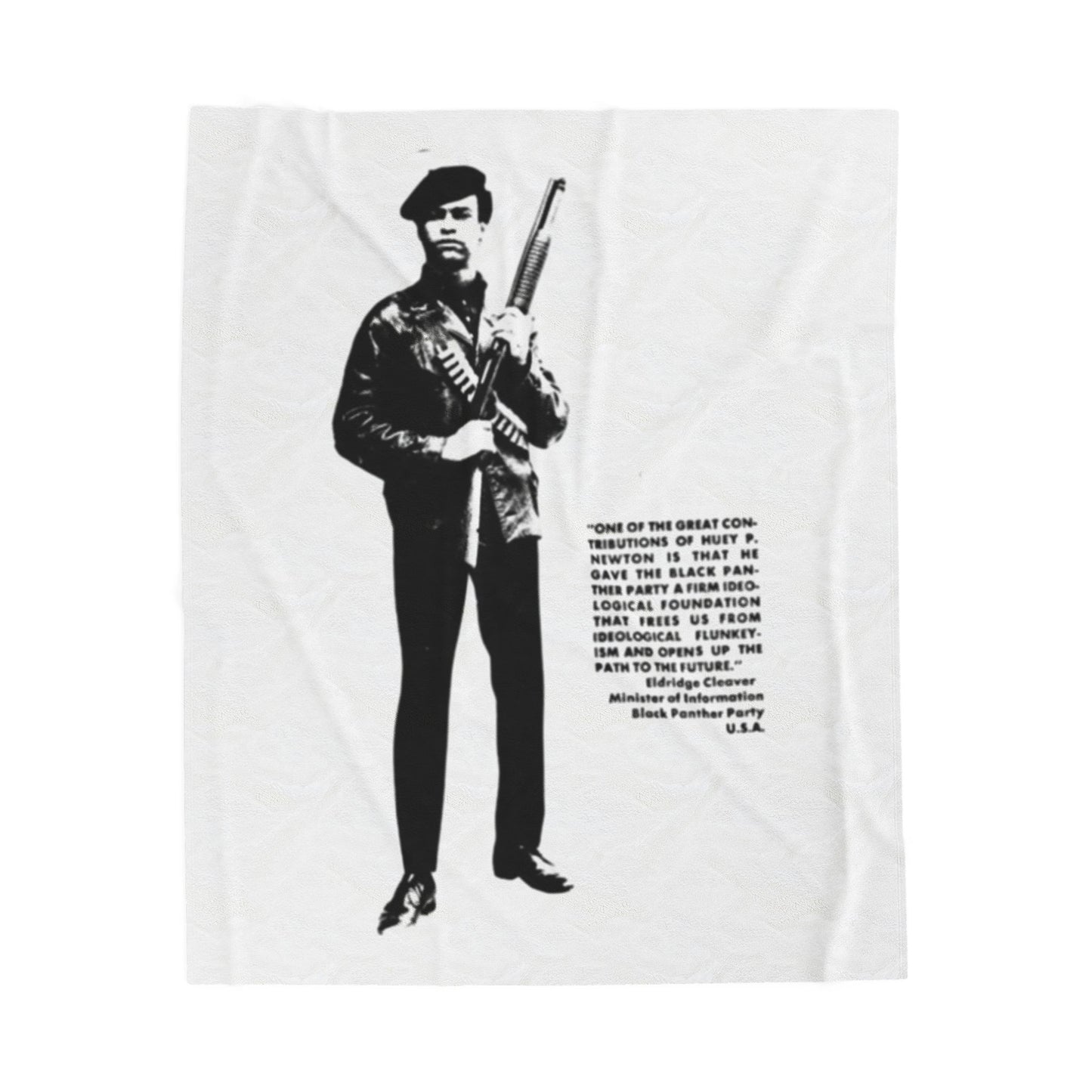 Velveteen Plush Blanket, Black Panther Party Leader Gift, Activist Home Decor, Huey P Newton Tribute, Cozy Throw Blanket