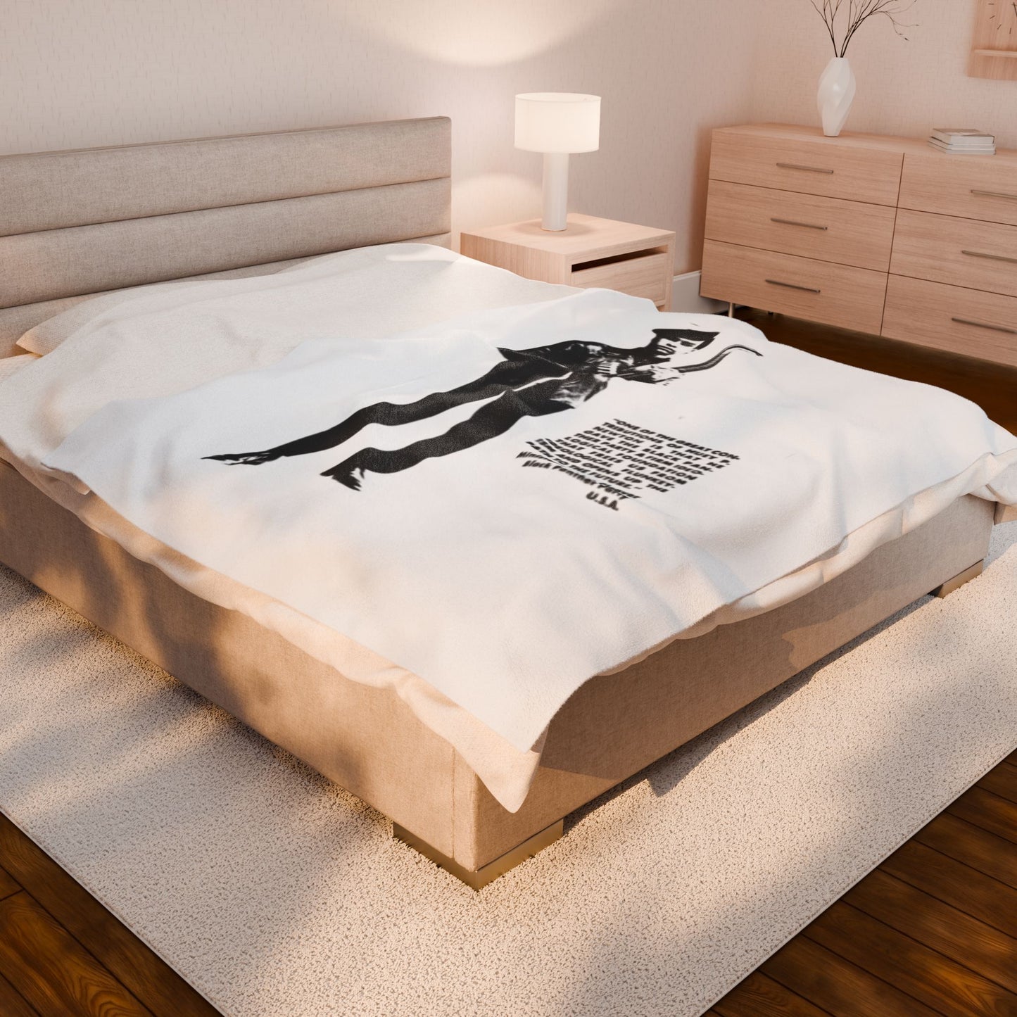 Velveteen Plush Blanket, Black Panther Party Leader Gift, Activist Home Decor, Huey P Newton Tribute, Cozy Throw Blanket