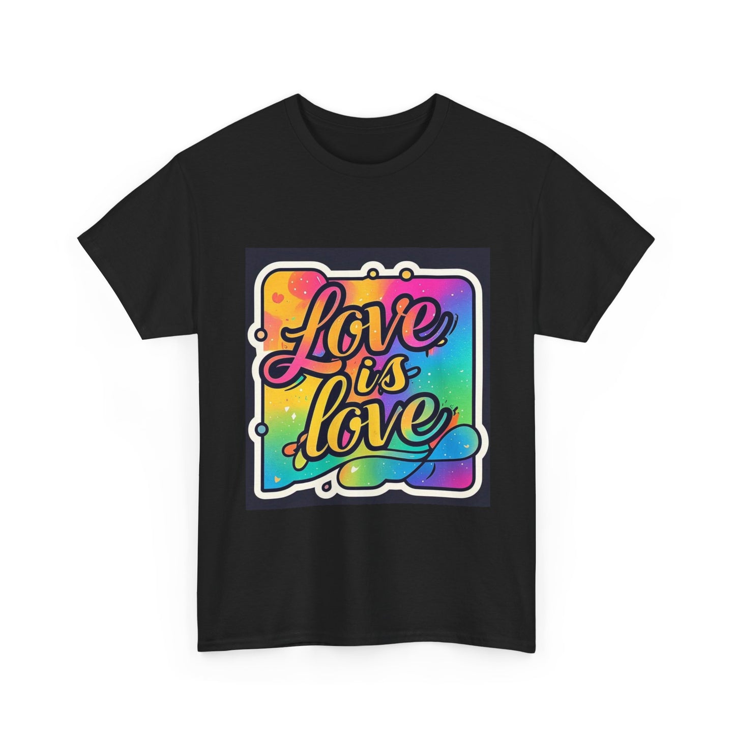 Rainbow Love is Love Unisex Heavy Cotton Tee, LGBTQ Pride Shirt, Inclusive Gift, Colorful Casual Wear, Affirmation Tee