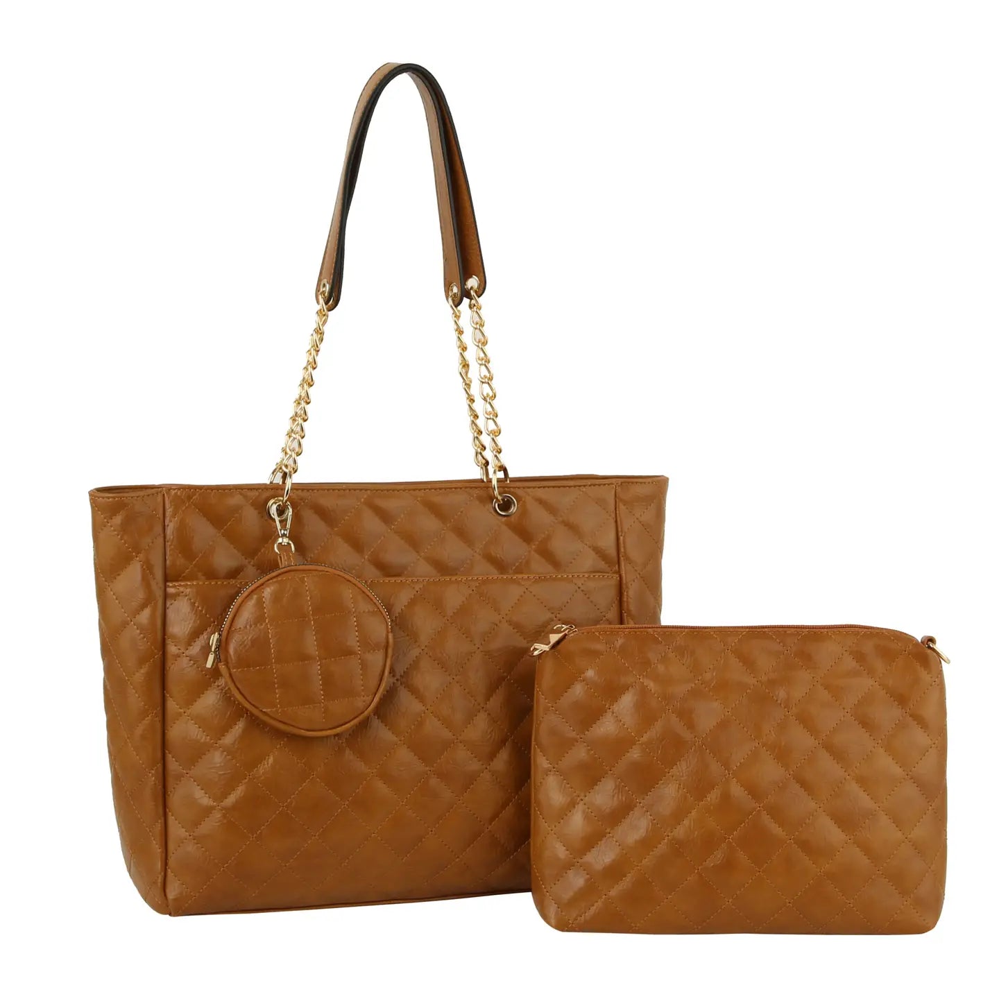 Fashion Quilted Three Pieces Set Large Tote