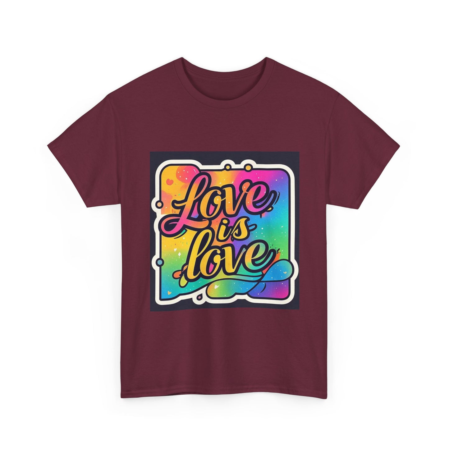 Rainbow Love is Love Unisex Heavy Cotton Tee, LGBTQ Pride Shirt, Inclusive Gift, Colorful Casual Wear, Affirmation Tee