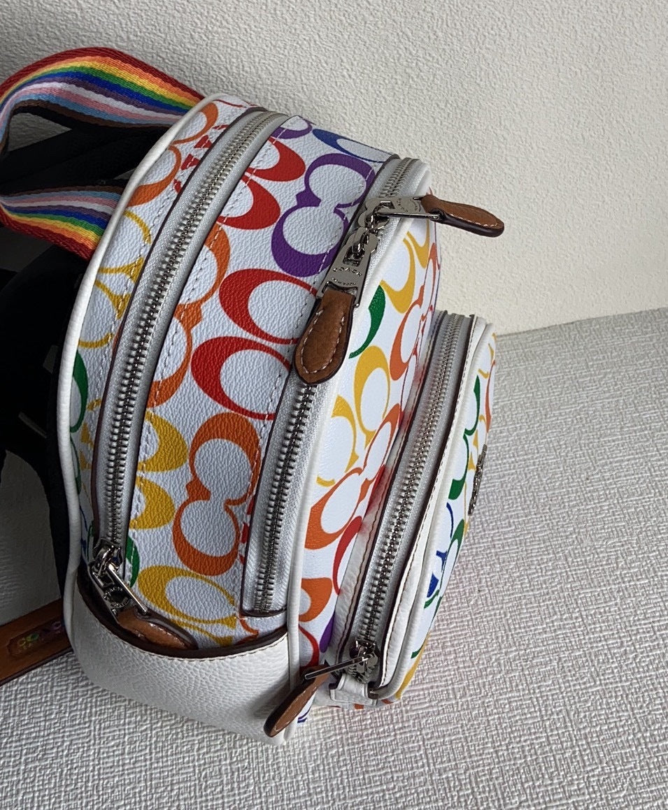 NWT COACH CK377 MINI COURT BACKPACK RAINBOW SIGNATURE PRIDE