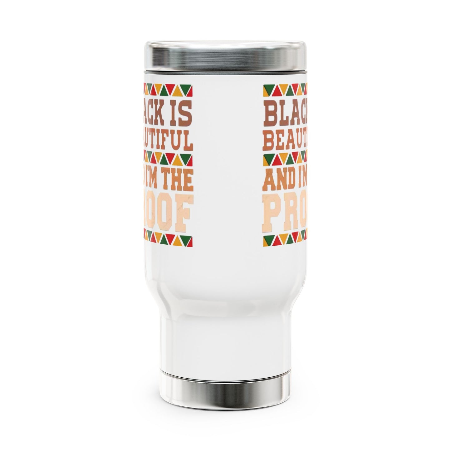 Travel Mug, Black Woman with Black Roses Hat, Women Empowerment, Stainless Steel Handle, 14oz, Gift for Her, Inspirational Mug, Coffee Cup