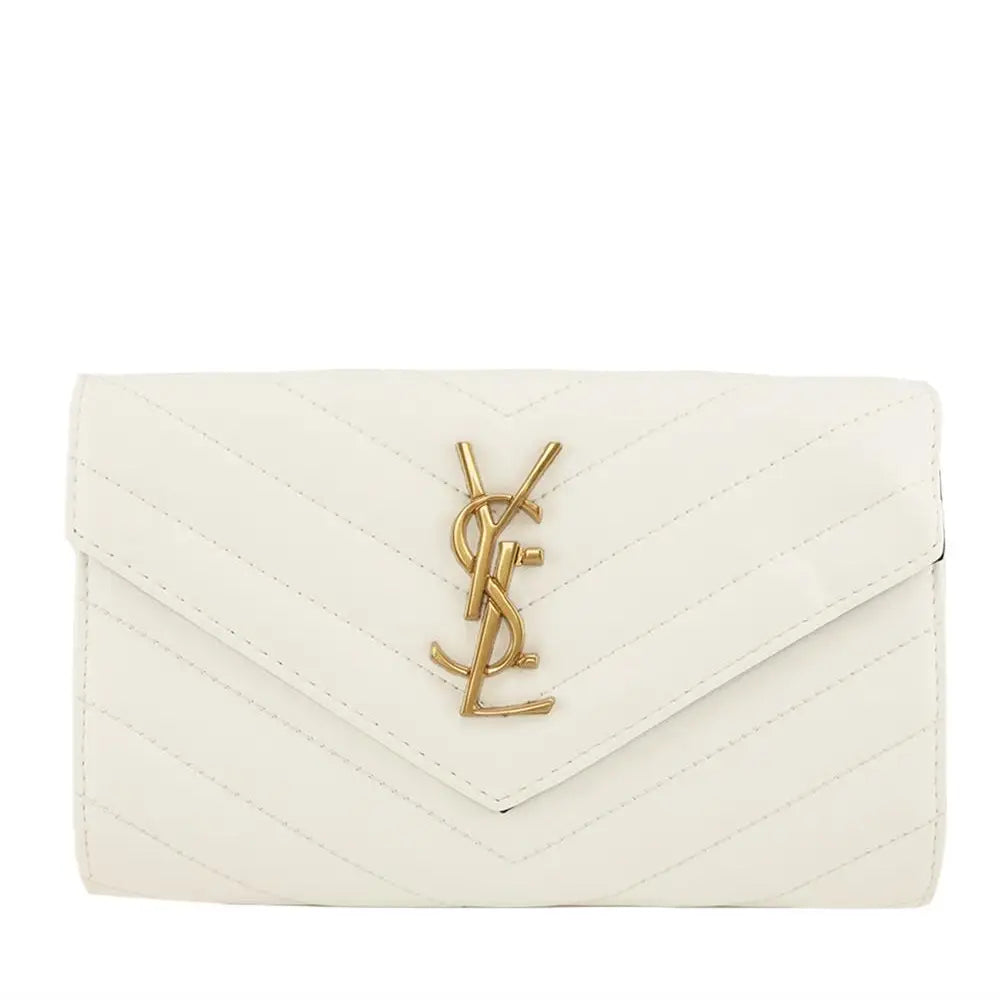 Metal Letter Engraved Chevron Quilted Handbag