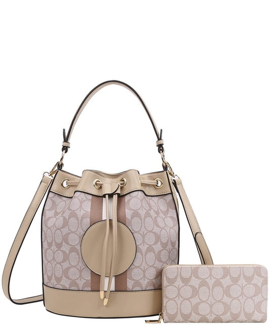 2n1 Oval Design Drawstring Satchel Wallet Set