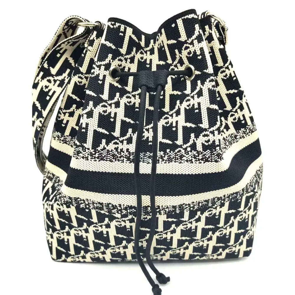 Multi Pattern Knit Bucket Bag