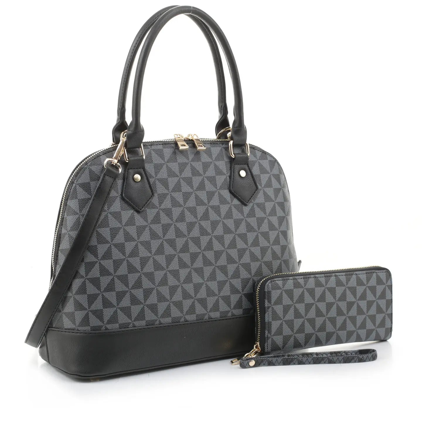 Geometric Monogram Designer Dome Satchel Set