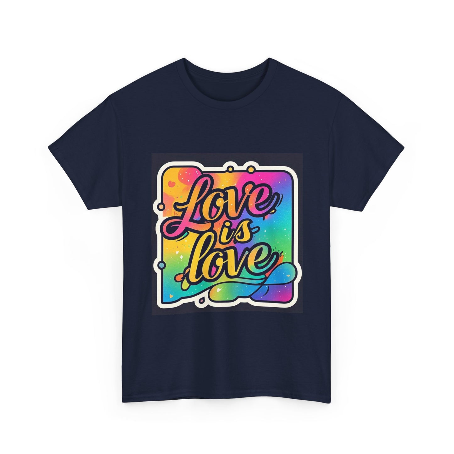 Rainbow Love is Love Unisex Heavy Cotton Tee, LGBTQ Pride Shirt, Inclusive Gift, Colorful Casual Wear, Affirmation Tee