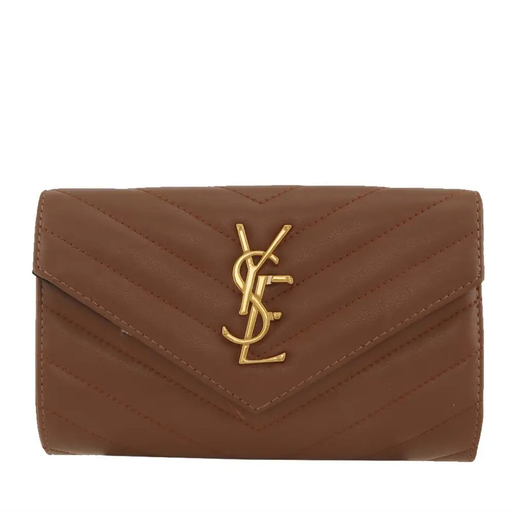 Metal Letter Engraved Chevron Quilted Handbag