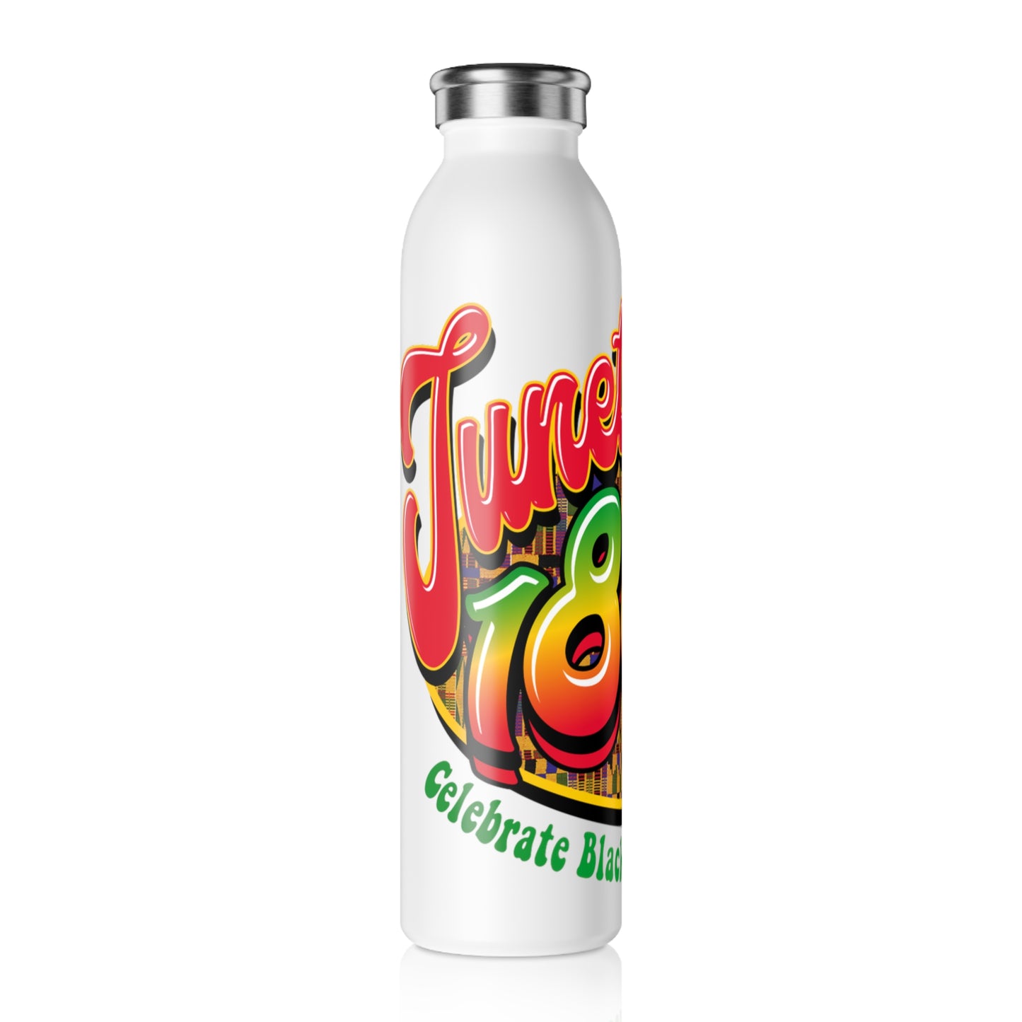 Juneteenth Water Bottle, African American History Gift, Black Pride Slim Bottle,