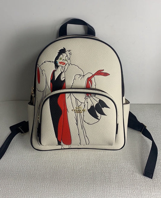 Coach X Disney (CC158) Cruella Motif Mini Pebbled Leather Court Backpack Bag