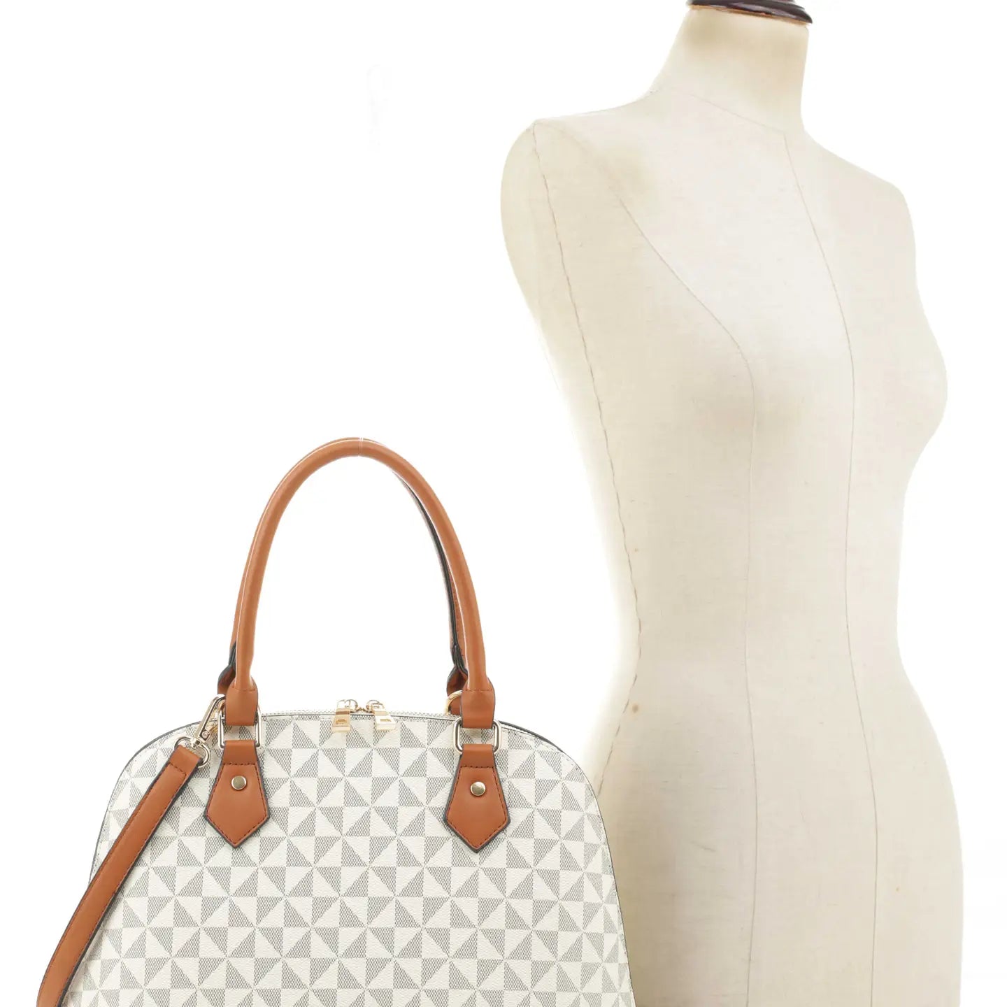 Geometric Monogram Designer Dome Satchel Set