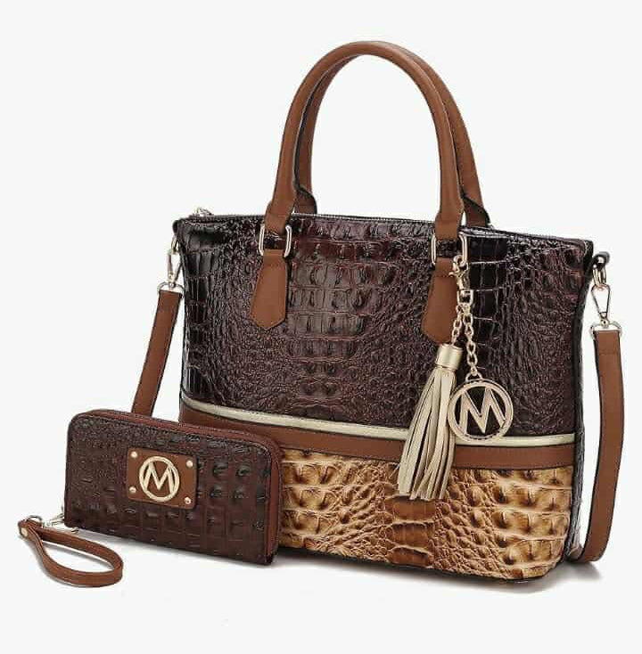 Autumn Crocodile Skin Tote Bag with Wallet By Mia K