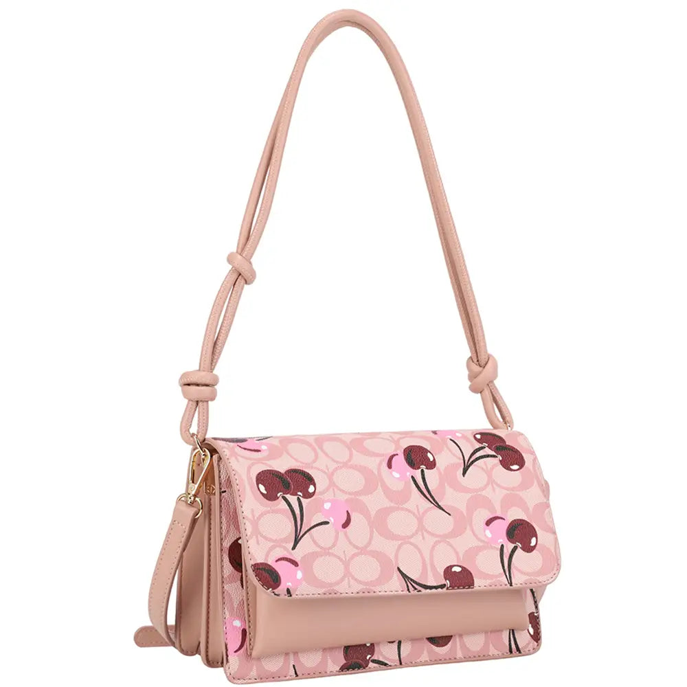 Cherry Oval Print Shoulder Crossbody Bag