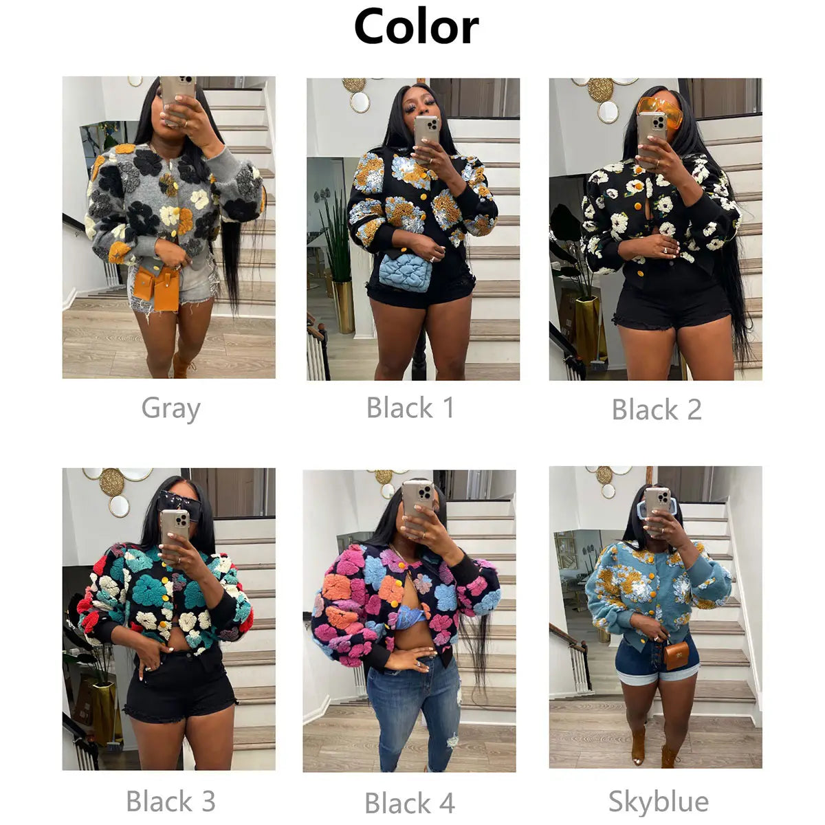 Vintage Floral Knit Cardigan Jacket For Women