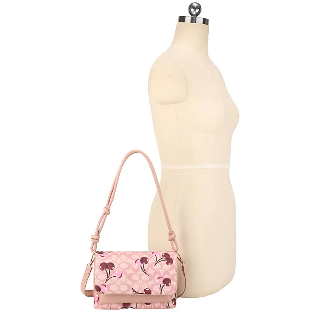 Cherry Oval Print Shoulder Crossbody Bag