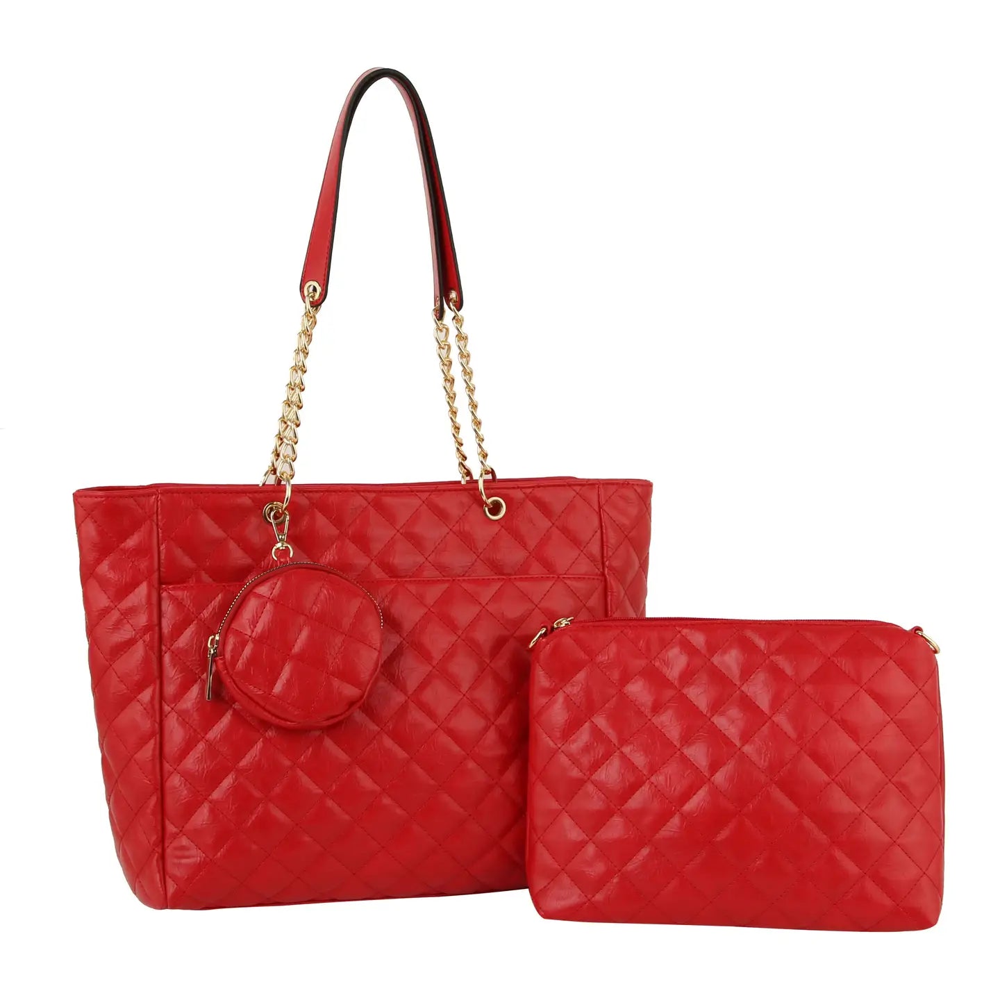 Fashion Quilted Three Pieces Set Large Tote