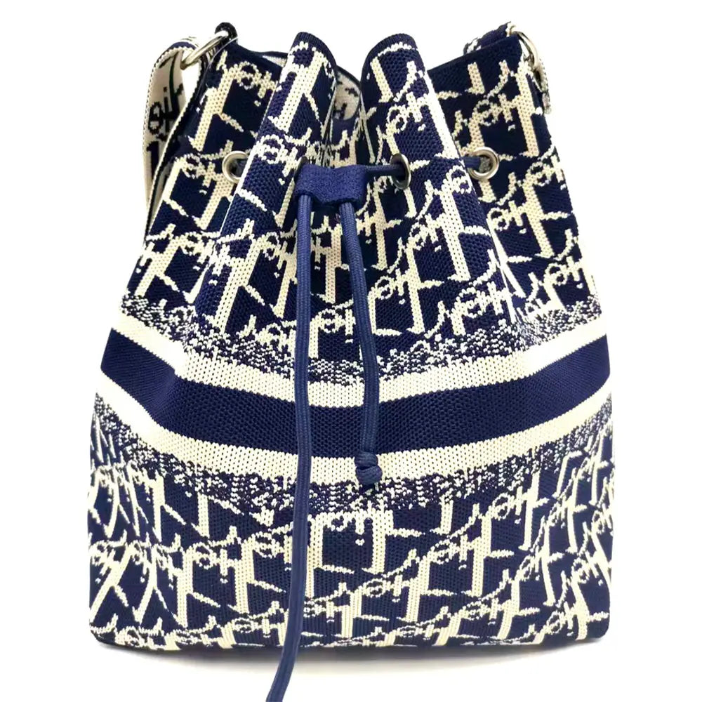 Multi Pattern Knit Bucket Bag