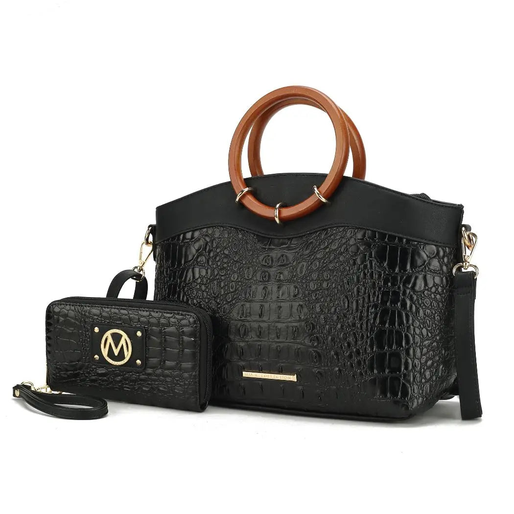 Phoebe Faux Crocodile-Embossed Tote with Wristlet Wallet Bag $59.80 MSRP $198.00