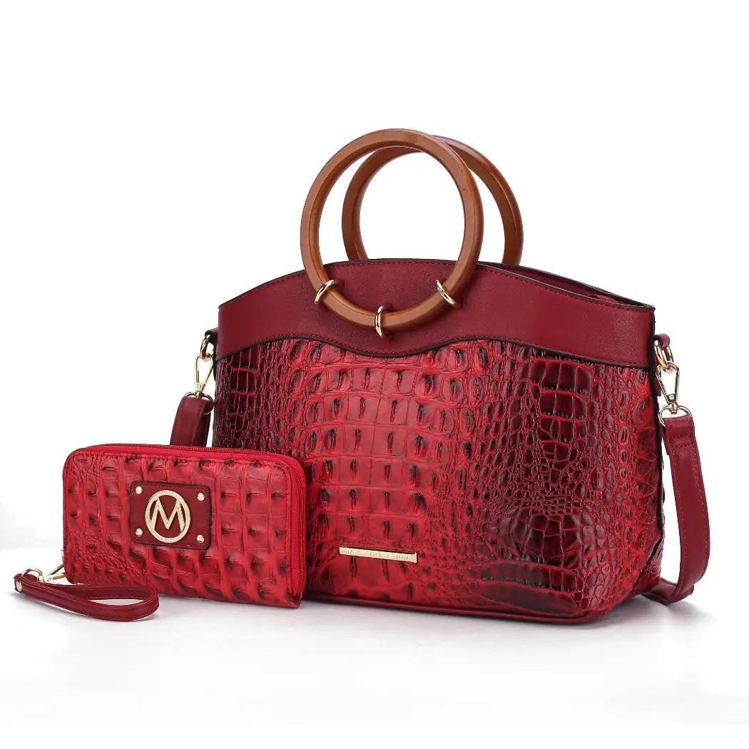 Phoebe Faux Crocodile-Embossed Tote with Wristlet Wallet Bag $59.80 MSRP $198.00