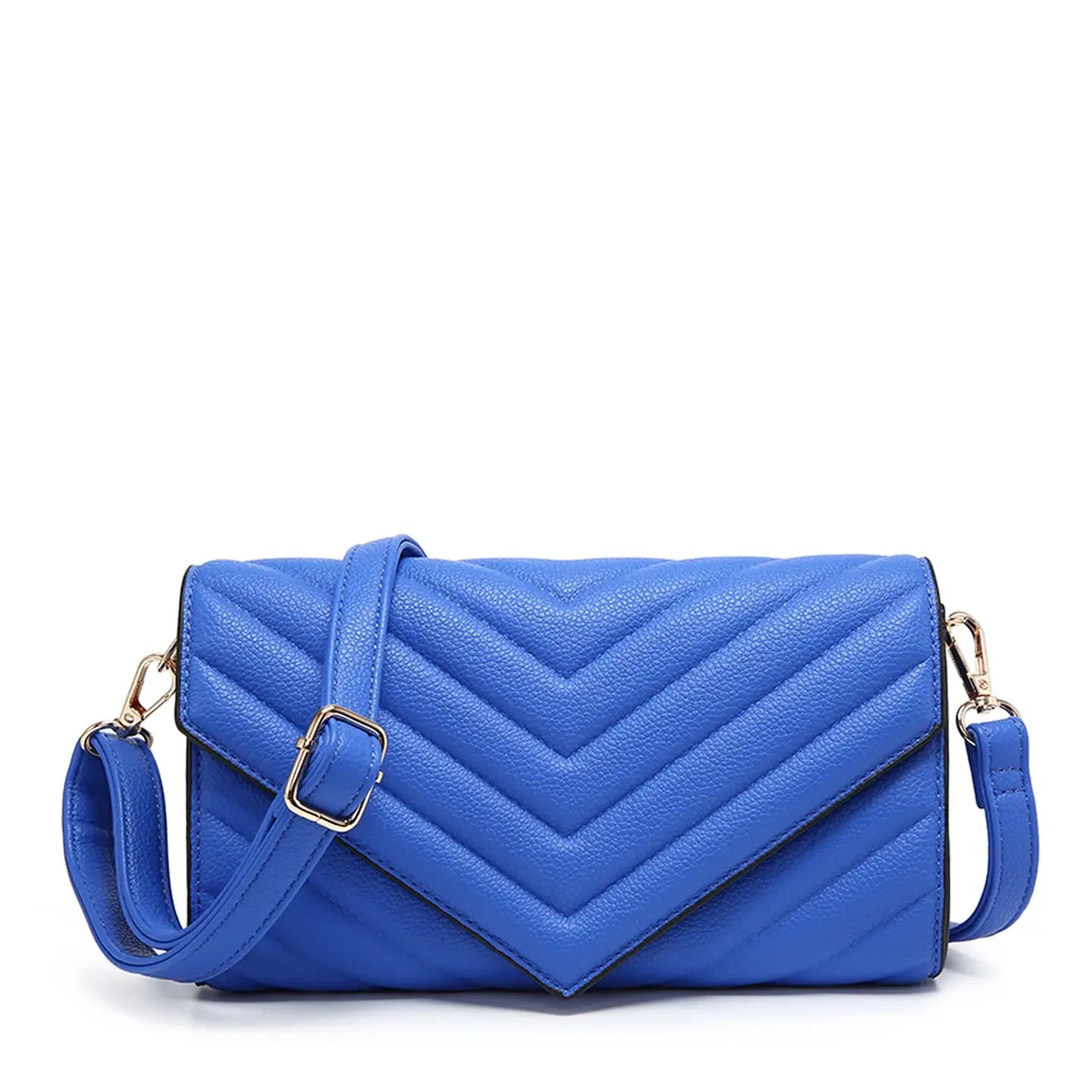Quilted Crossbody Sling Bag Chevron Pattern Flap Closure