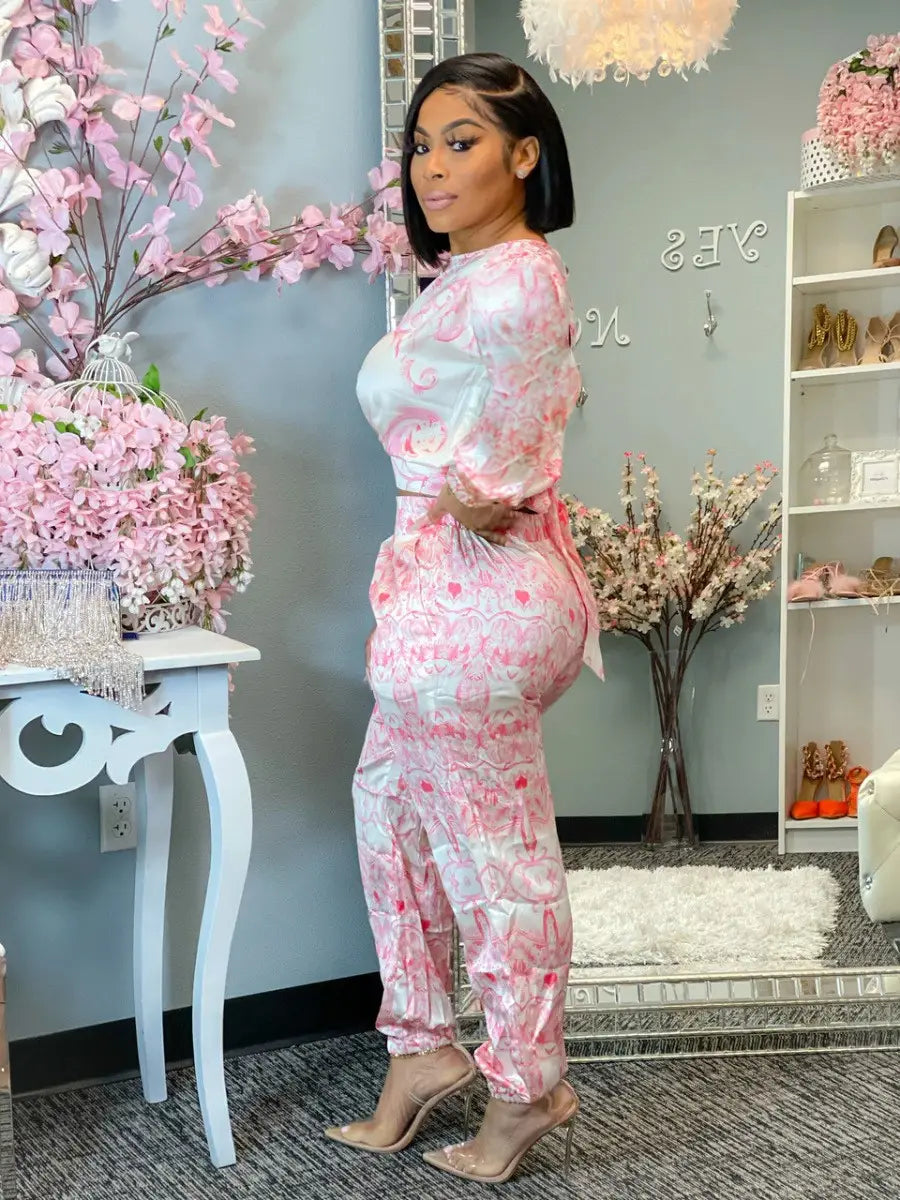 Long Sleeves Printed Straps Two-Piece Set