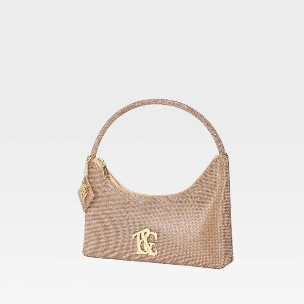 Glitter Crescent Purse in Gold