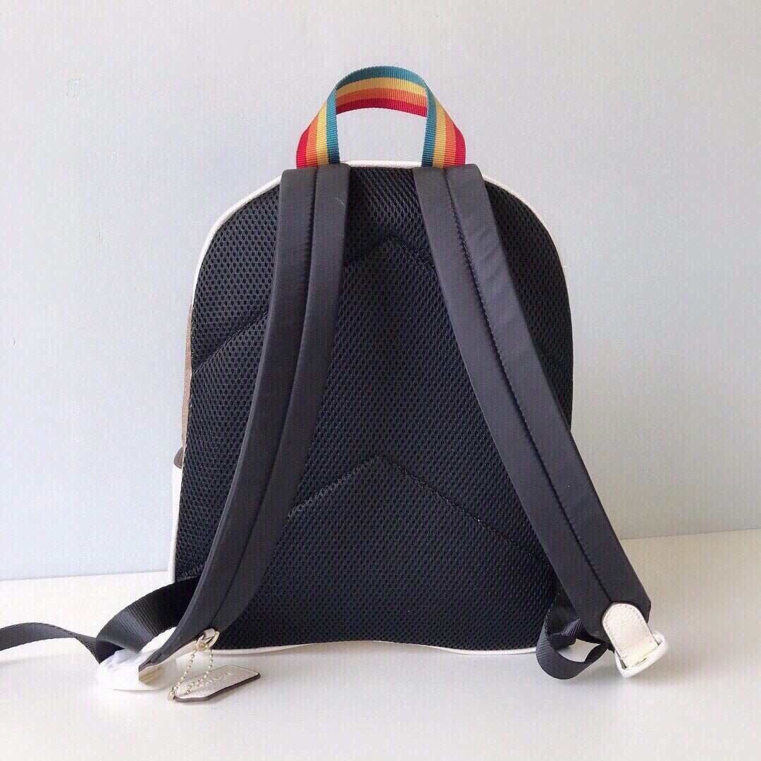 NWT Coach X Peanuts Court Backpack In Signature Canvas With Varsity Patches