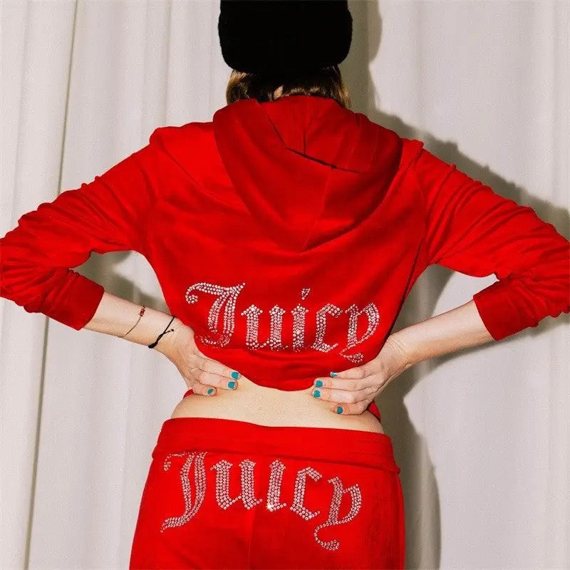 Hooded Sweatshirt and Long Pants Sports Suit